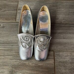 Vintage Women's Sparkly Silver Heels Wicked Witchy Whimsigoth Whimsical size 6.5